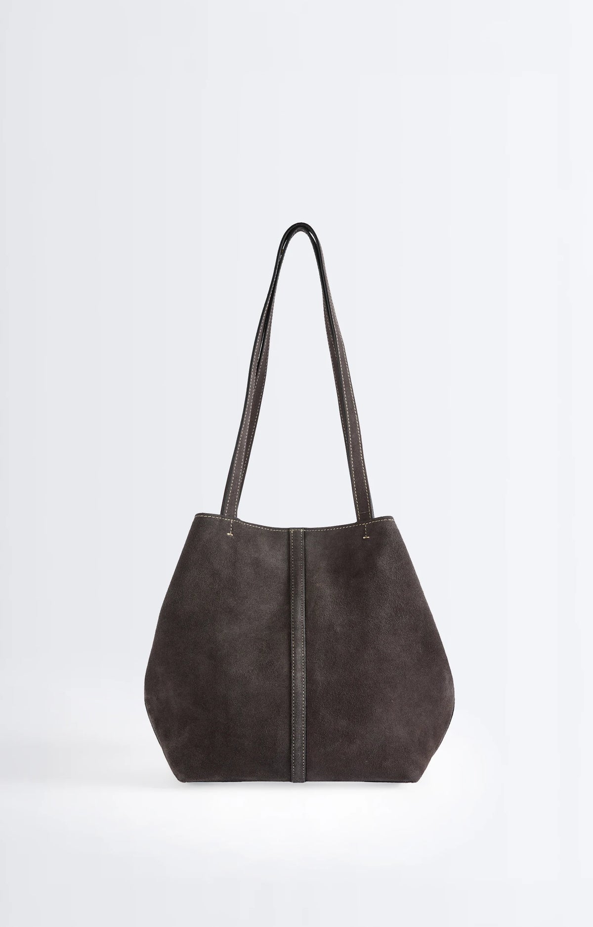 Vanessa Bruno Small Cabas Leather Daily Tote Pewter