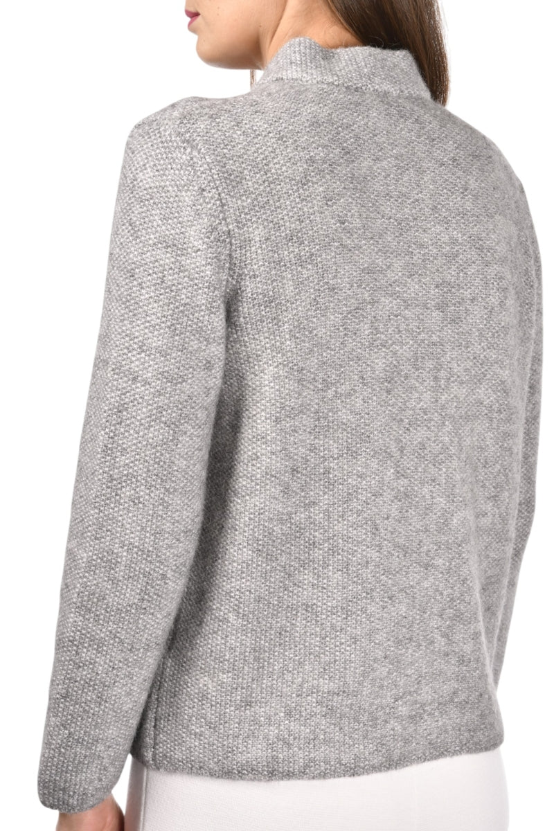 Gran Sasso Rice Stitch Knit Jacket Grey