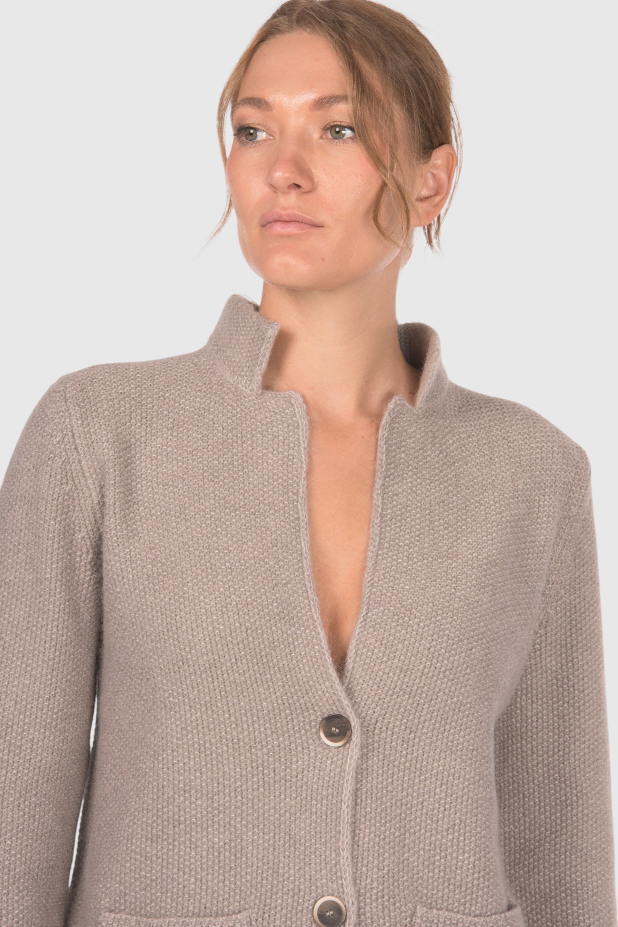 Gran Sasso Rice Stitch Knit Jacket Taupe