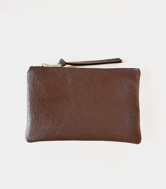 Infinito Karoline leather zip pouch cacao