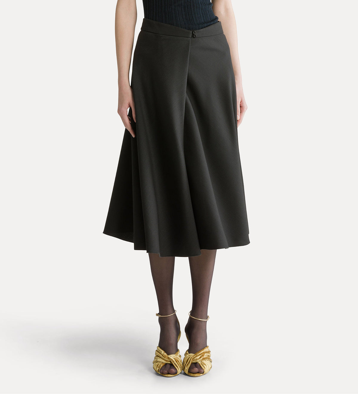 forte forte grain de poudre flared skirt nero