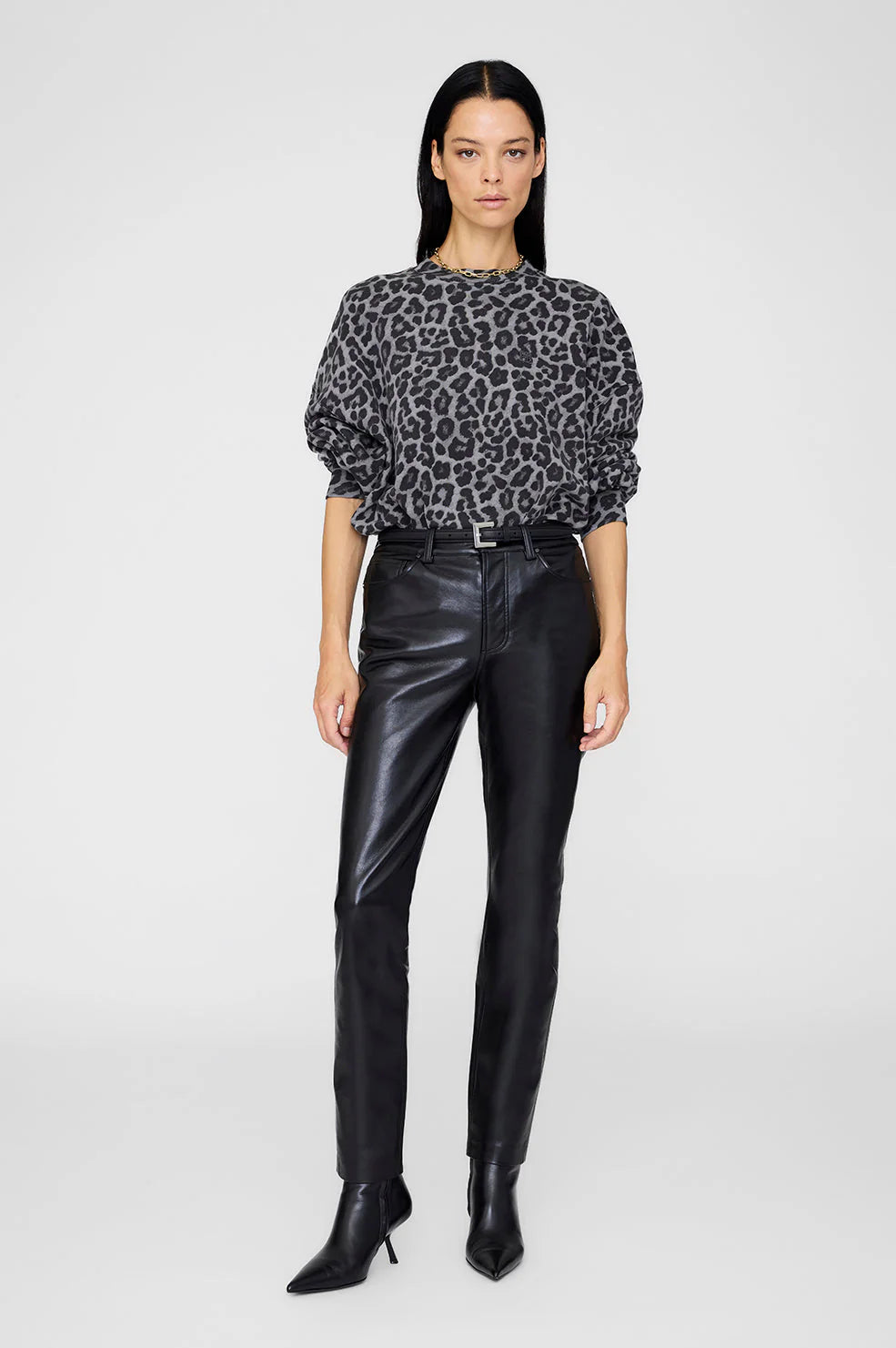 Anine Bing Miles Sweatshirt Grey Leopard