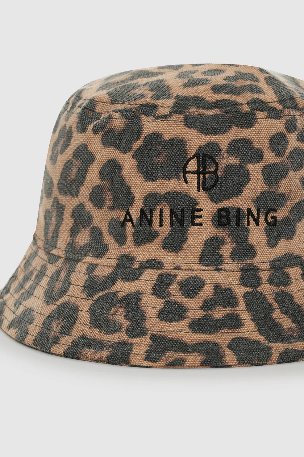 Anine Bing Nicks Bucket Hat Black and Brown Leopard
