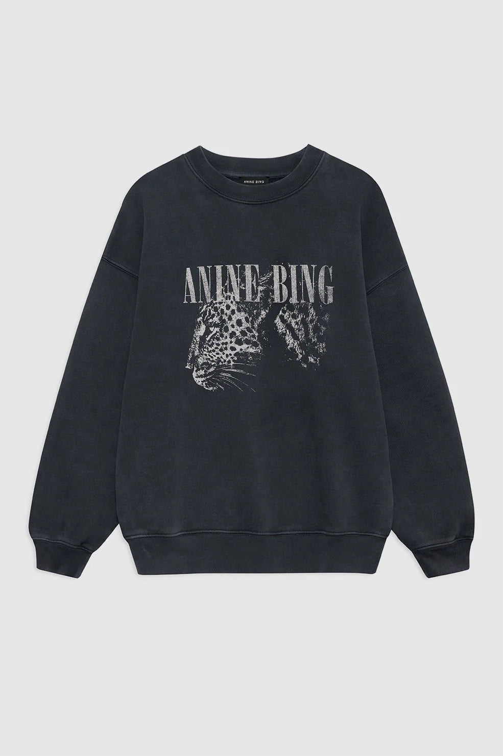 Anine Bing Spencer Sweatshirt Leopard Washed Black