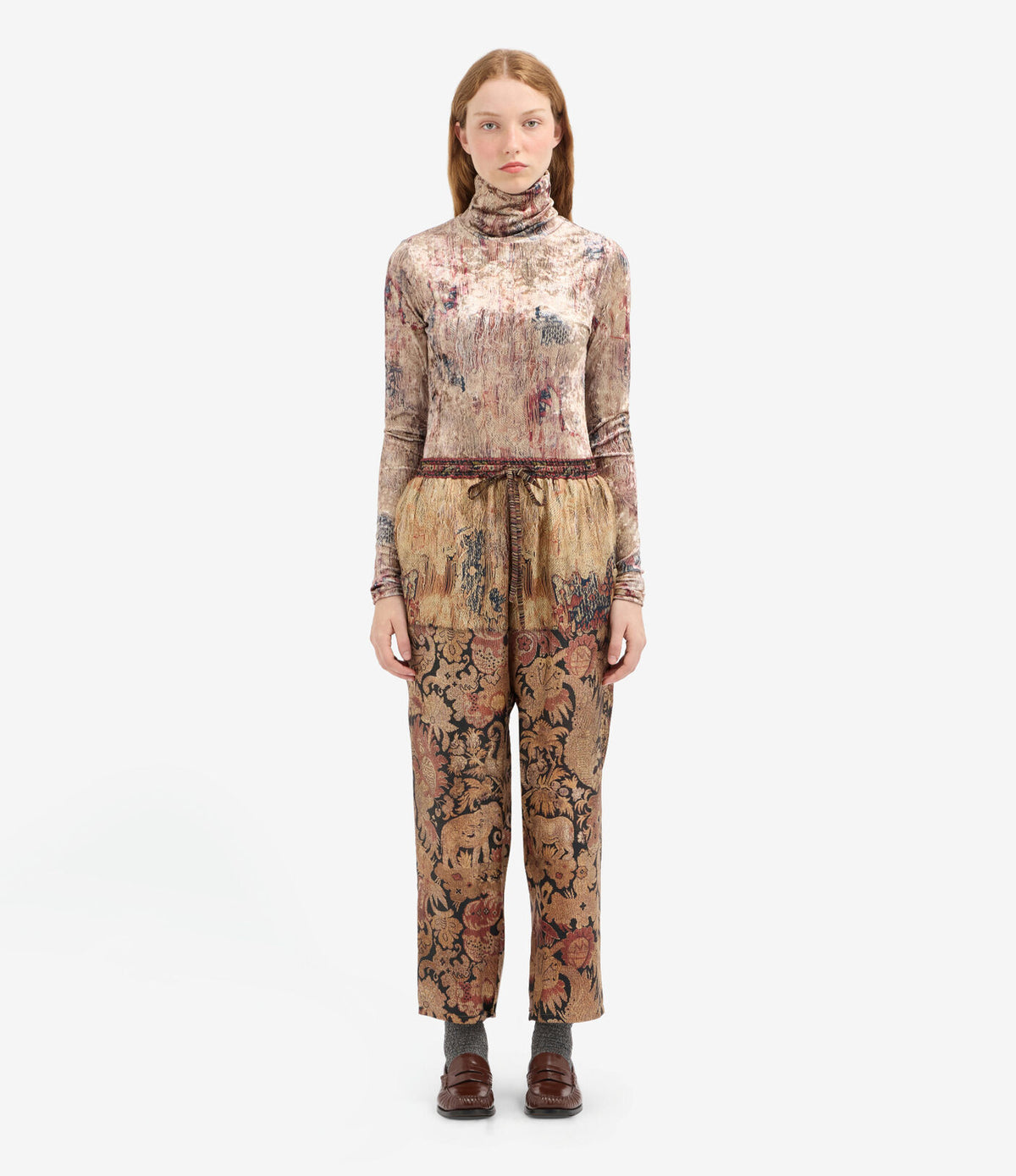 Pierre-Louis Mascia ALOE Trousers Silk Ricamo Di Alloro