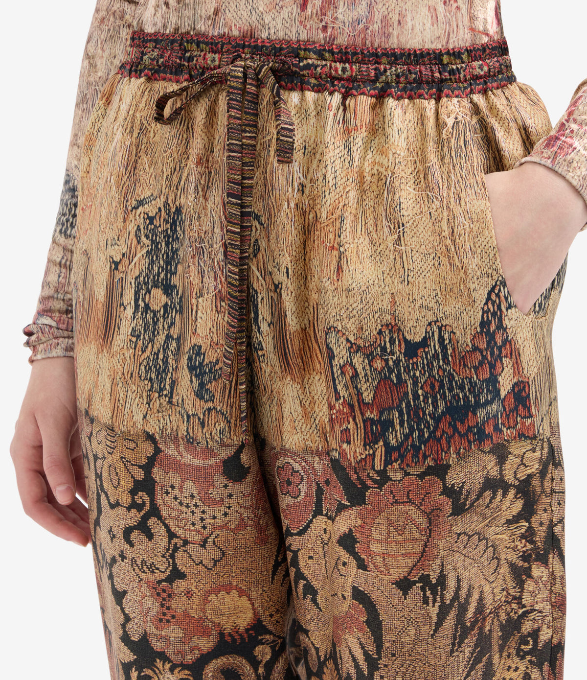 Pierre-Louis Mascia ALOE Trousers Silk Ricamo Di Alloro