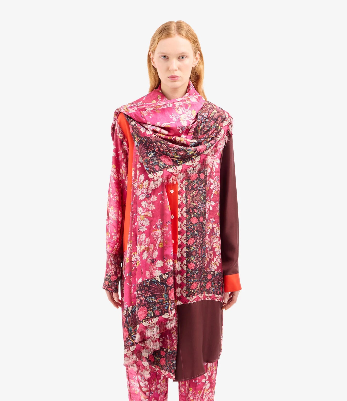 Pierre-Louis Mascia Shawl Silk Scarf Rosa Damasco