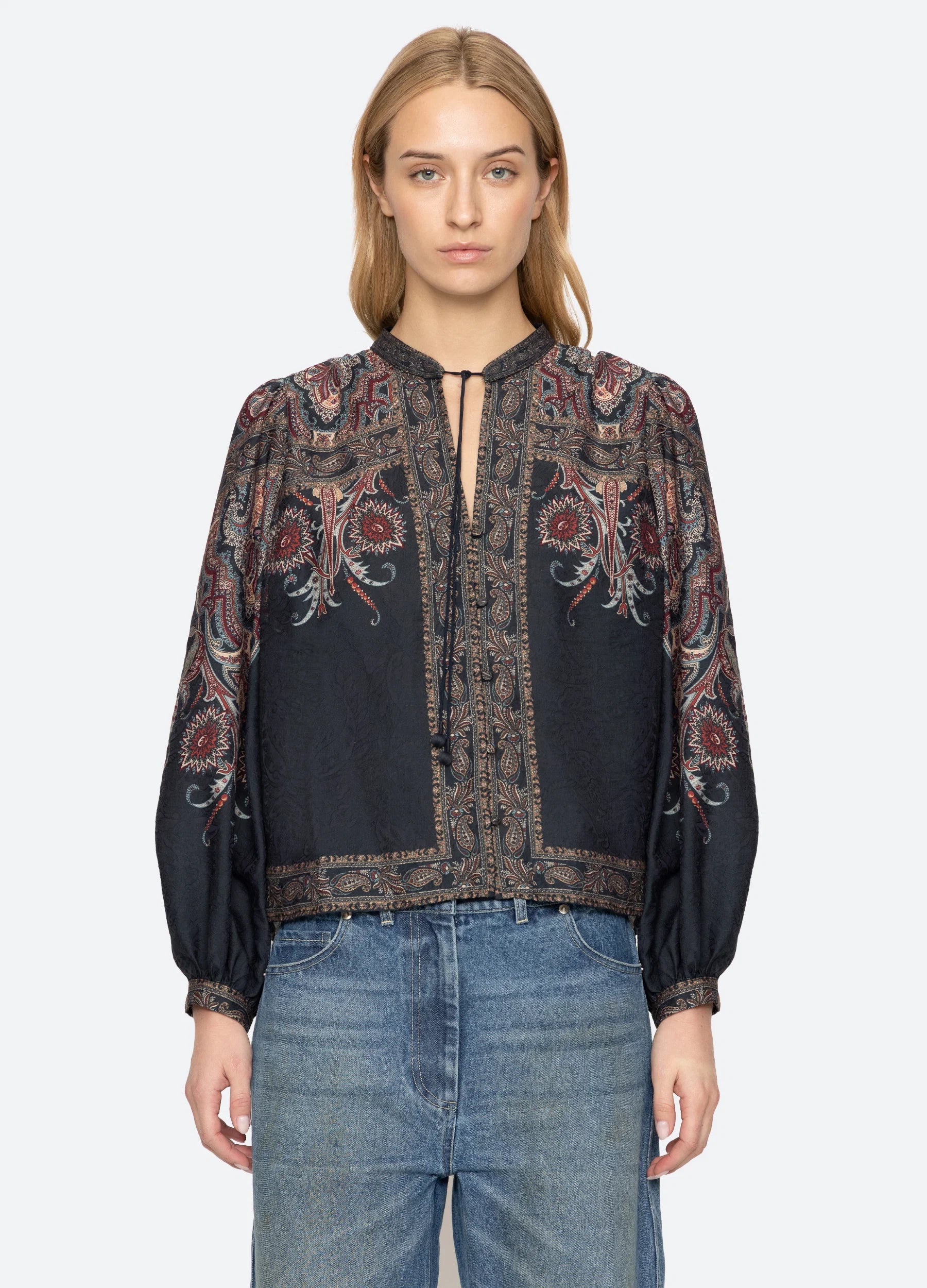 Sea New York Hyacinth Print Top Navy