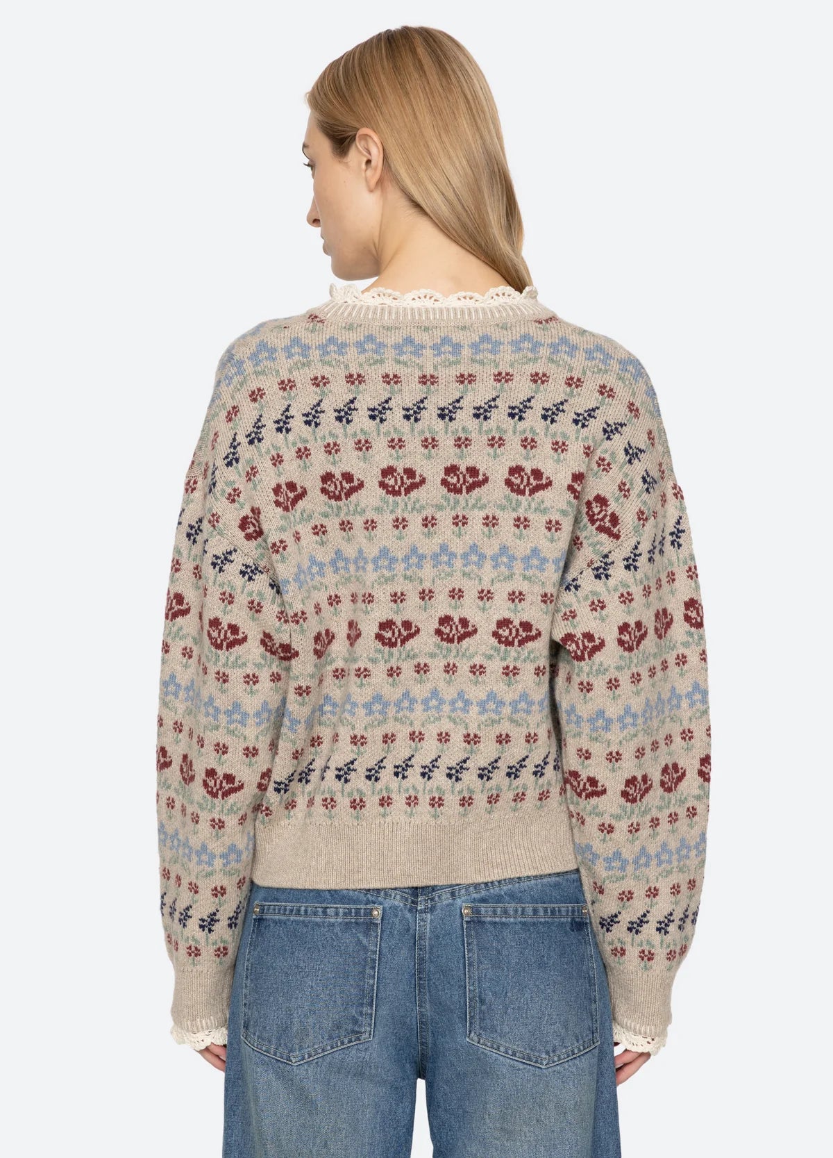 Sea New York Preston Knit Crew Neck Sweater Cream