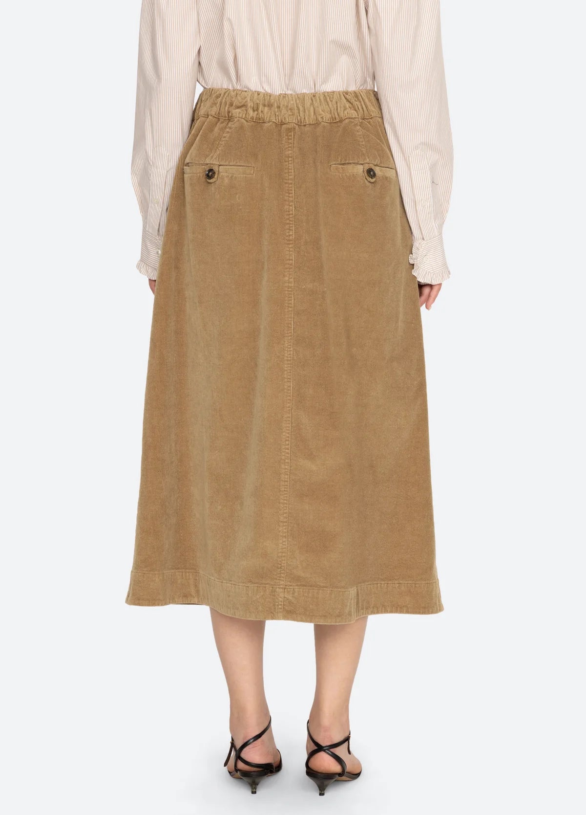 Sea New York Garret Corduroy Midi Skirt Khaki