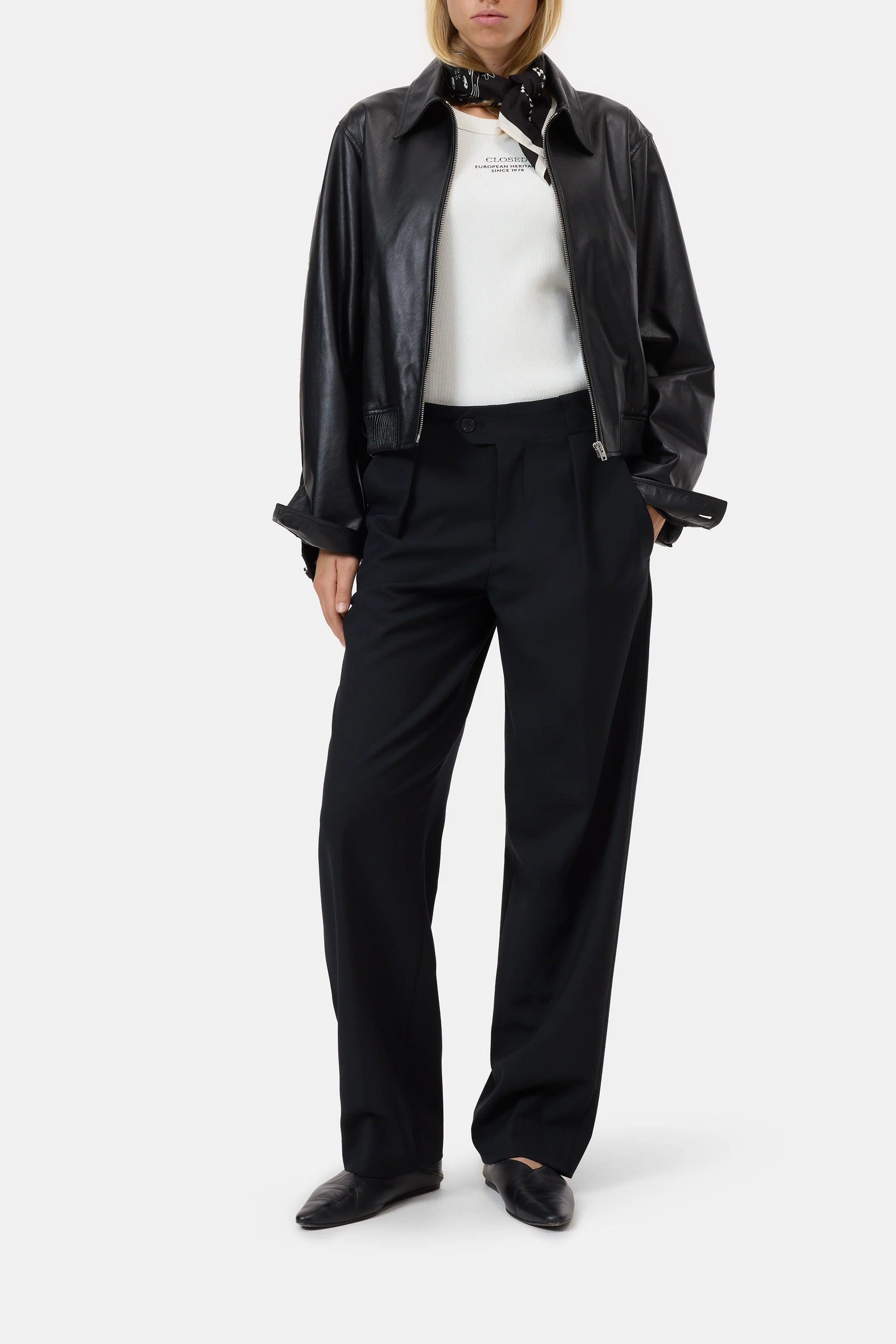 CLOSED MAWSON WIDE PANTS LIGHT WOOL BLACK