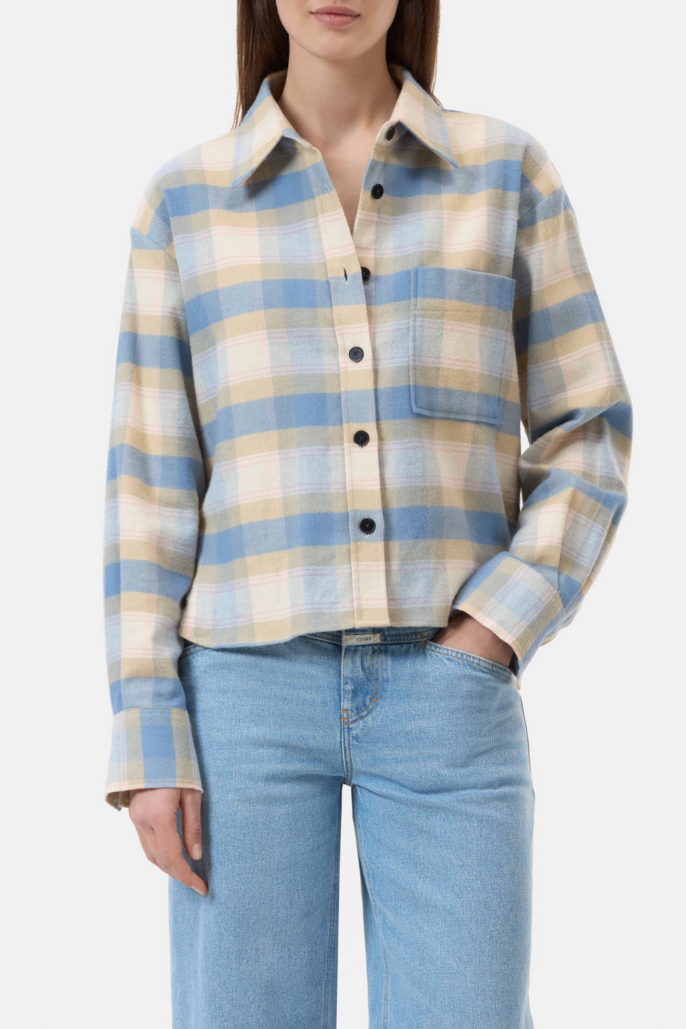 CLOSED CROPPED OVERSIZED SHIRT POWDER BLUE