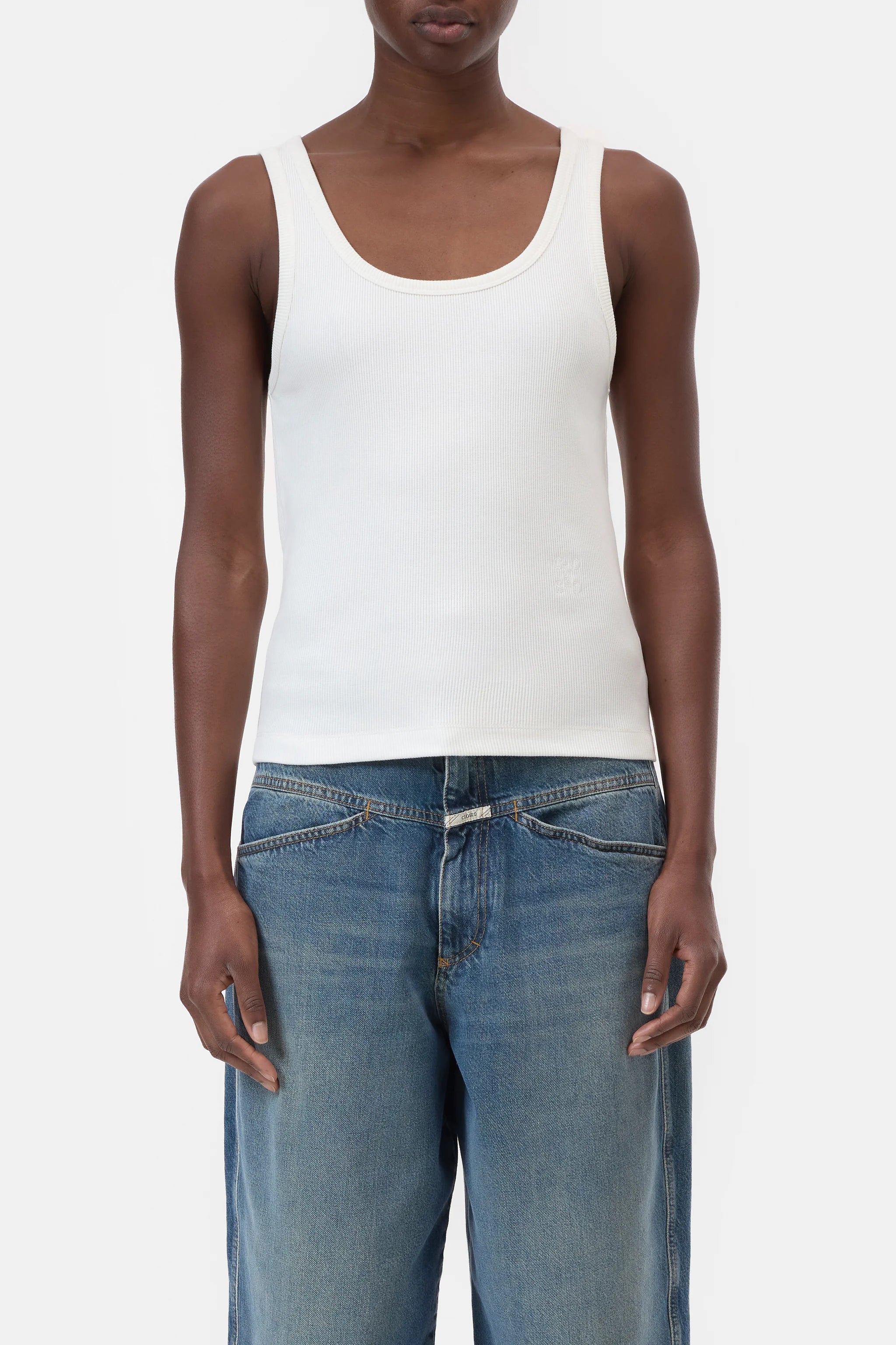 CLOSED TANK TOP COTTON RIB IVORY