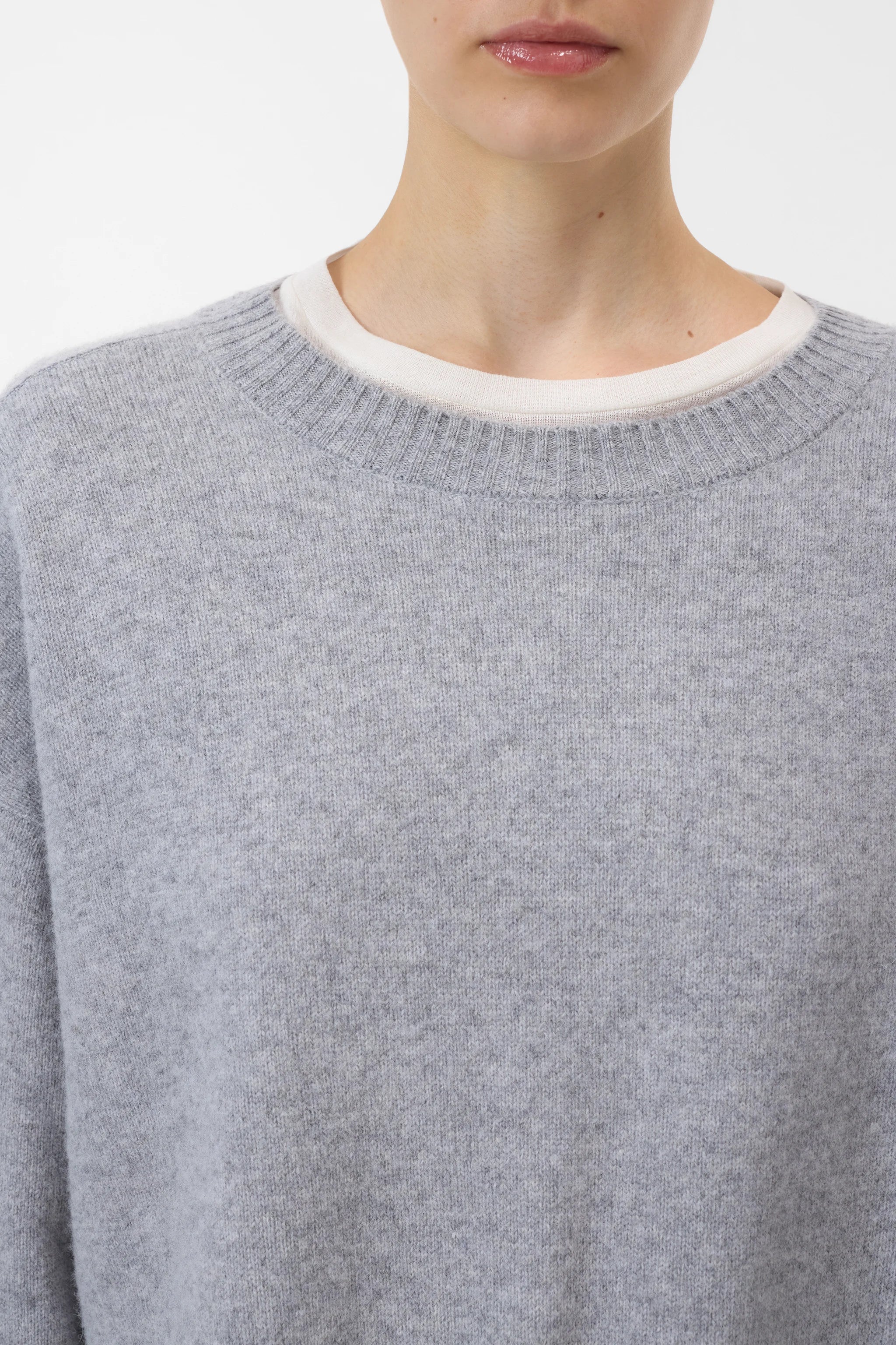 CLOSED CREWNECK WIDE SLEEVE LIGHT GREY MELANGE