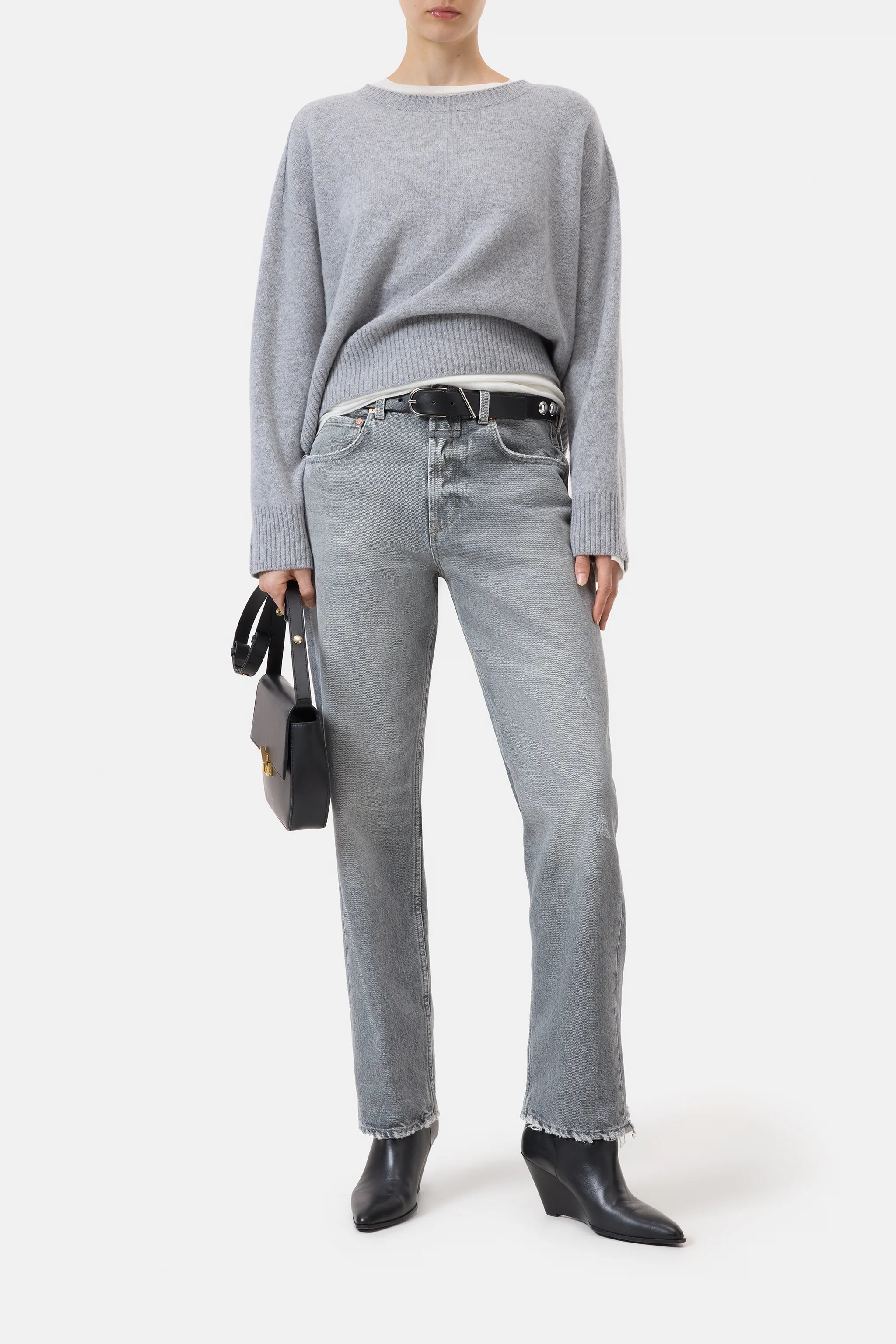CLOSED CREWNECK WIDE SLEEVE LIGHT GREY MELANGE