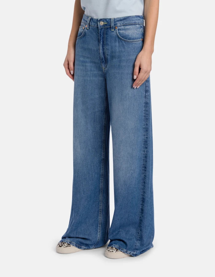 Dondup Beatrix Wide-Leg Jeans in Rigid Lyocell Denim