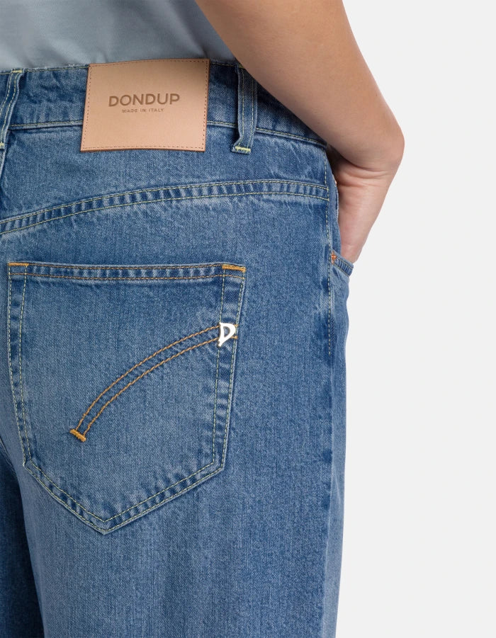 Dondup Beatrix Wide-Leg Jeans in Rigid Lyocell Denim