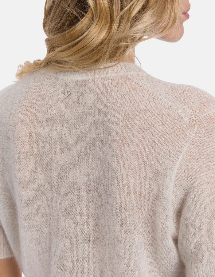 Regular-fit crew-neck jumper in alpaca wool blend off white