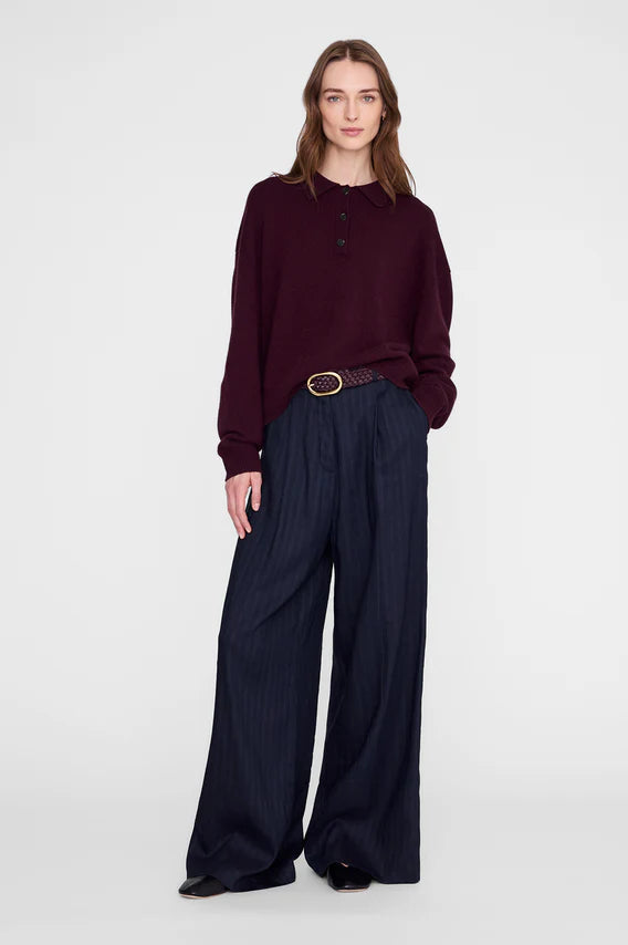 Anine Bing Lee Polo Sweater Cashmere Fig