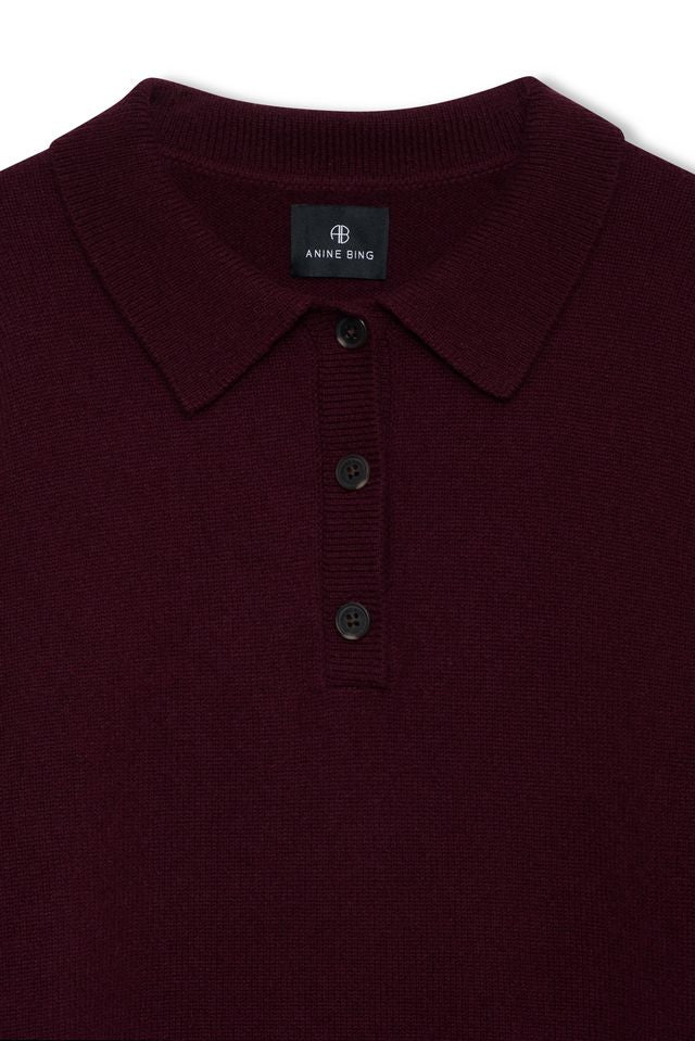 Anine Bing Lee Polo Sweater Cashmere Fig