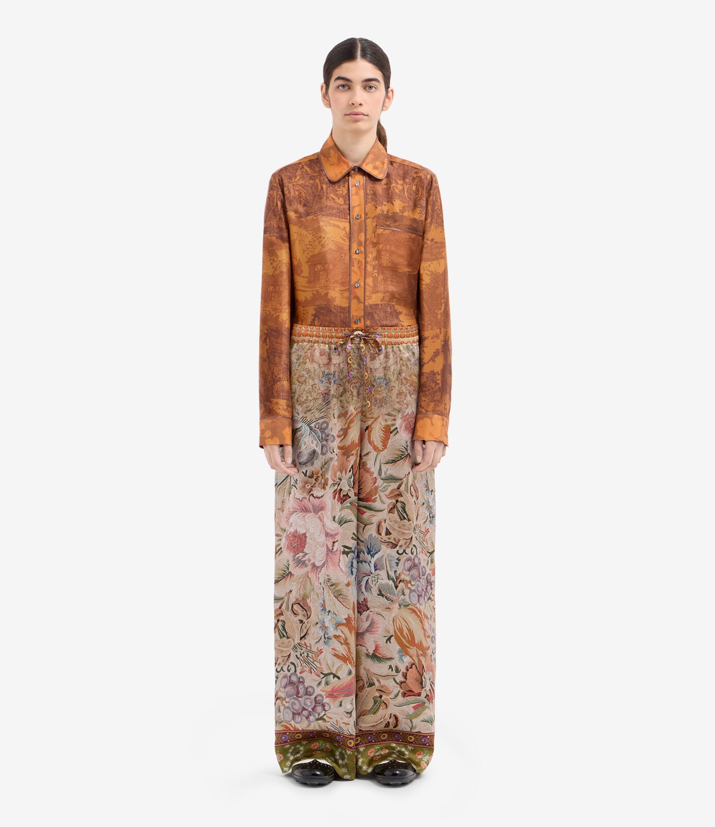Pierre Louis Mascia Silk Palazzo Trousers Aloe