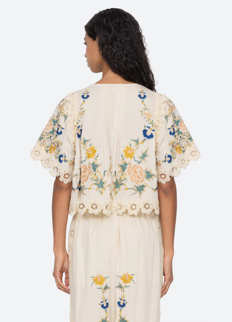 Sea New York Adonna Emb S/Slv Top Cream