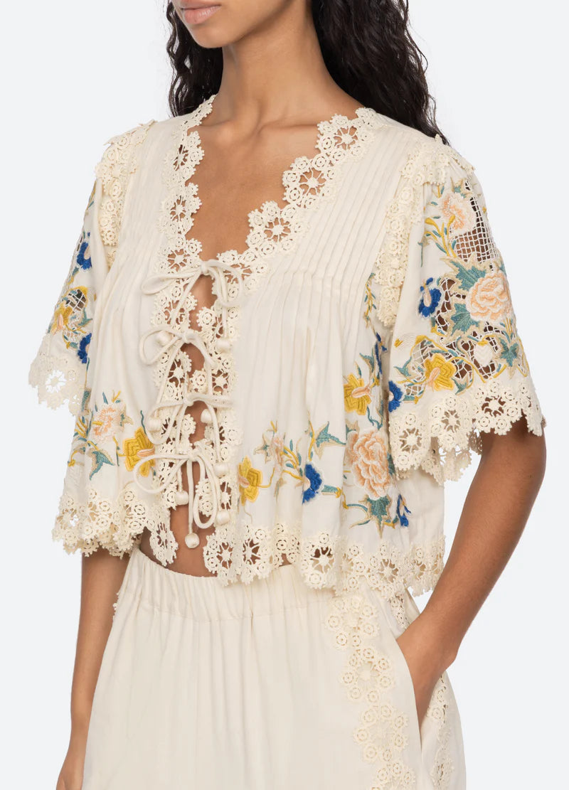 Sea New York Adonna Emb S/Slv Top Cream