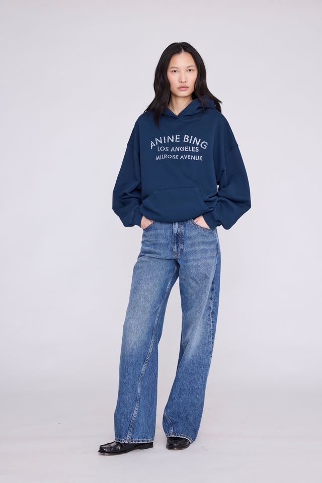Anine Bing Harvey Sweatshirt Melrose Stencil Navy