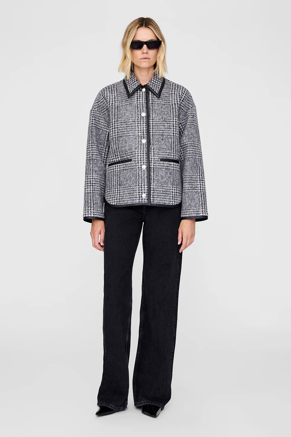 Anine Bing Camden Jacket - Black And Grey Check - Den Lille Ida - Anine Bing