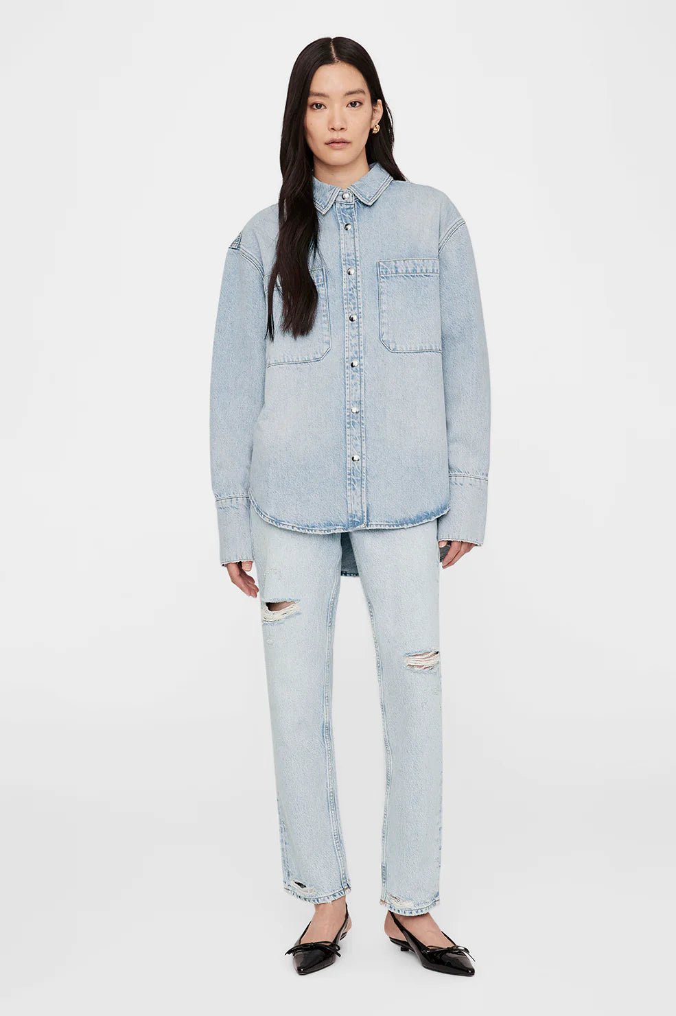 Anine Bing Dante Shirt Bleached Blue - Den Lille Ida - Anine Bing