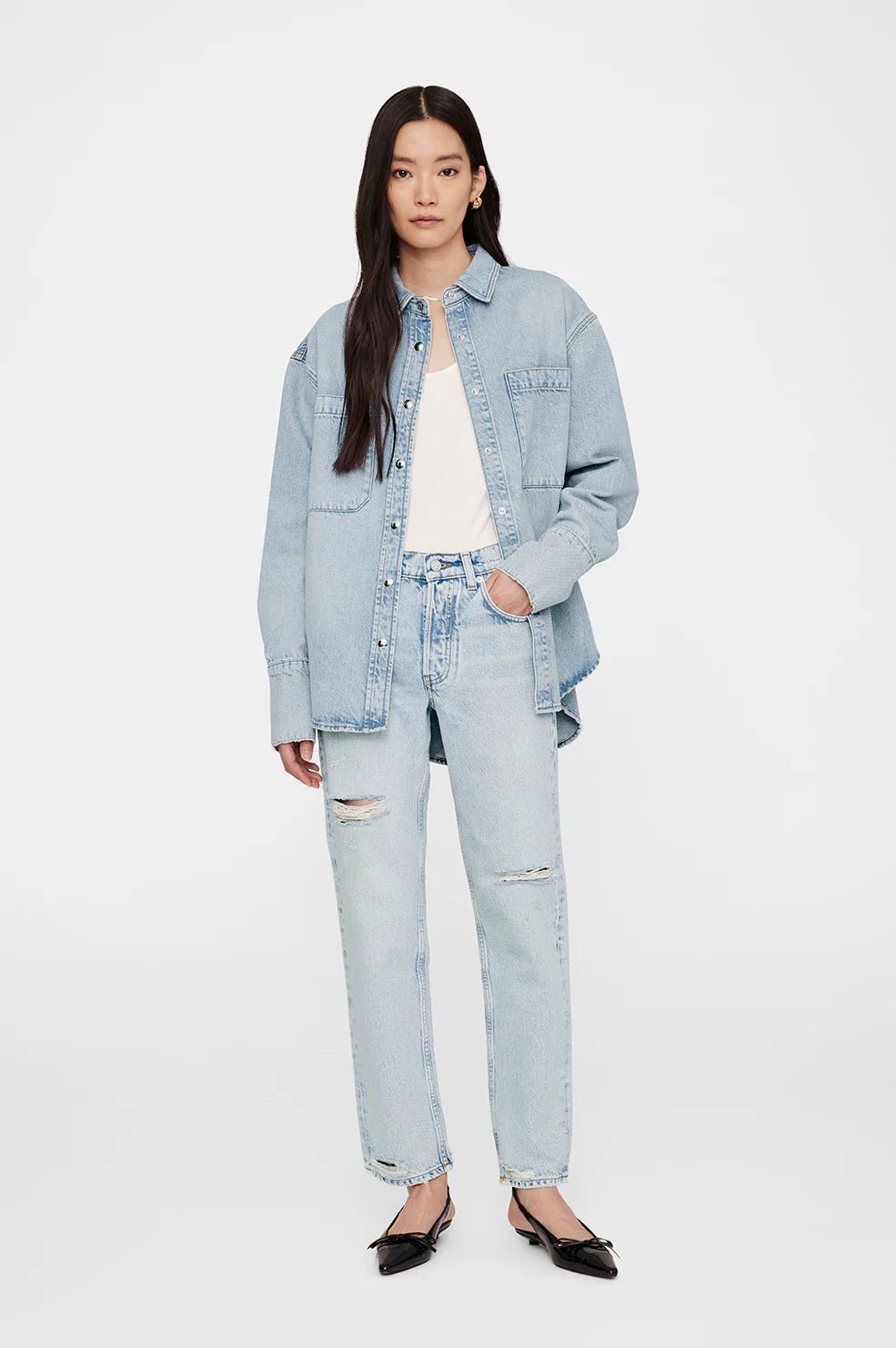 Anine Bing Dante Shirt Bleached Blue - Den Lille Ida - Anine Bing