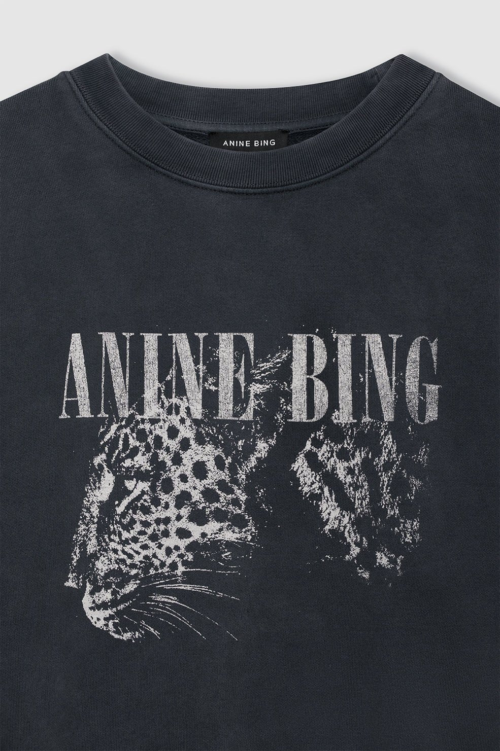 Anine Bing Spencer Sweatshirt Leopard Washed Black - Den Lille Ida - Anine Bing