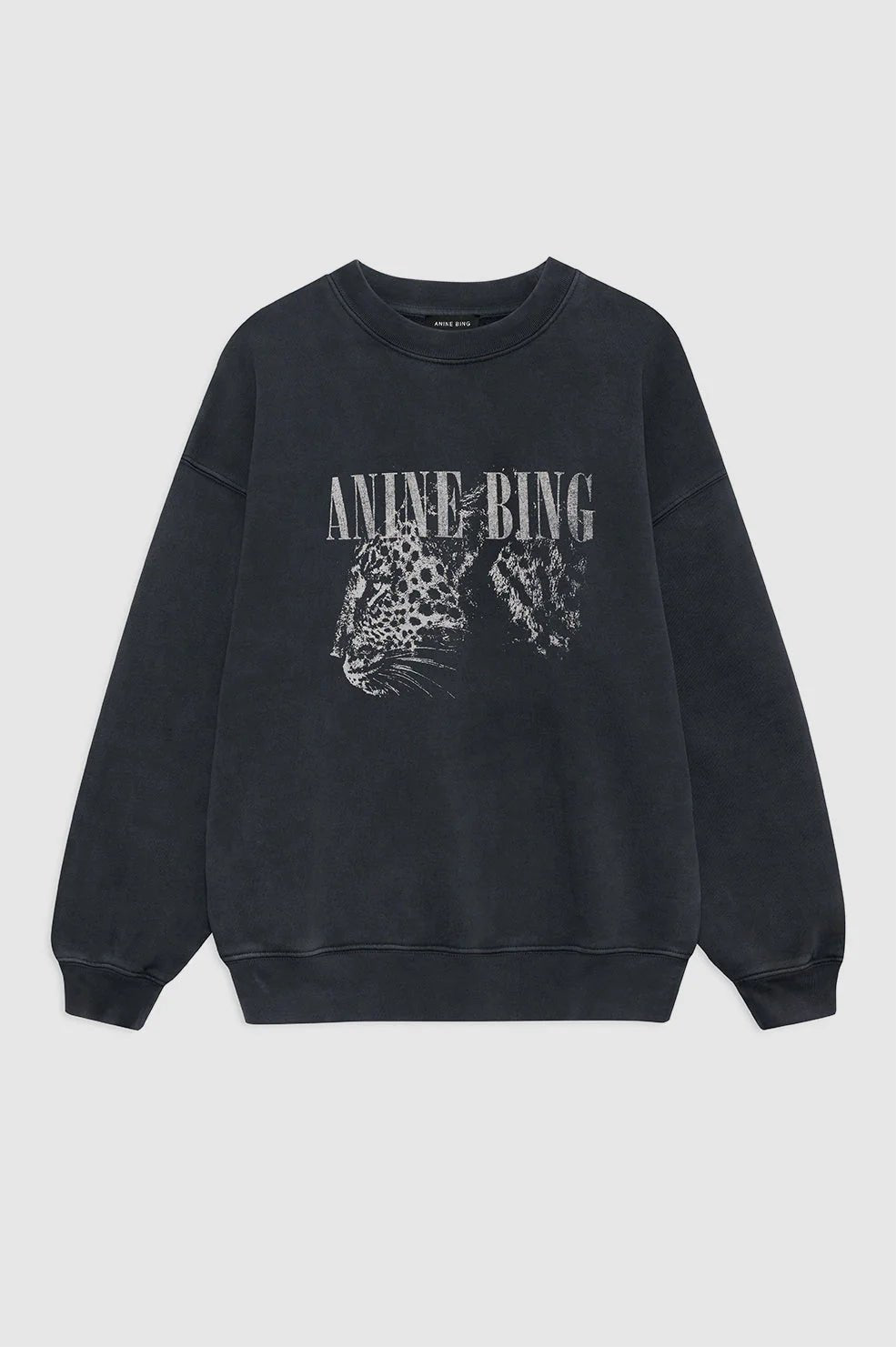 Anine Bing Spencer Sweatshirt Leopard Washed Black - Den Lille Ida - Anine Bing