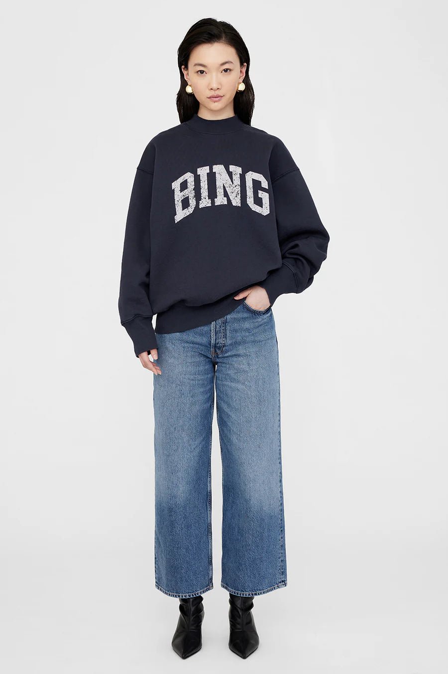 Anine Bing Bradie Sweatshirt Bing Navy - Den Lille Ida - Anine Bing