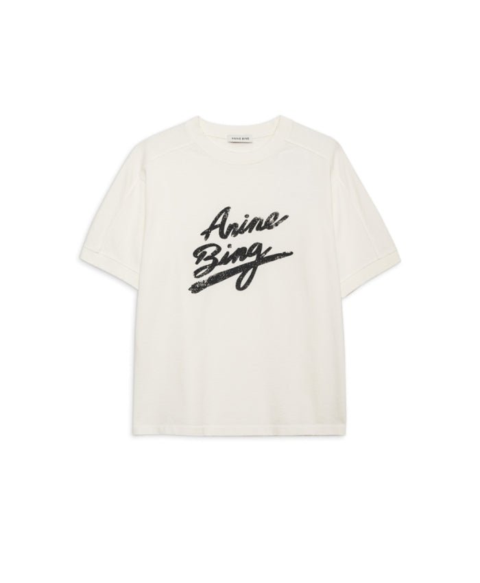 Anine Bing Jaylin Tee Signature Ivory - Den Lille Ida - Anine Bing