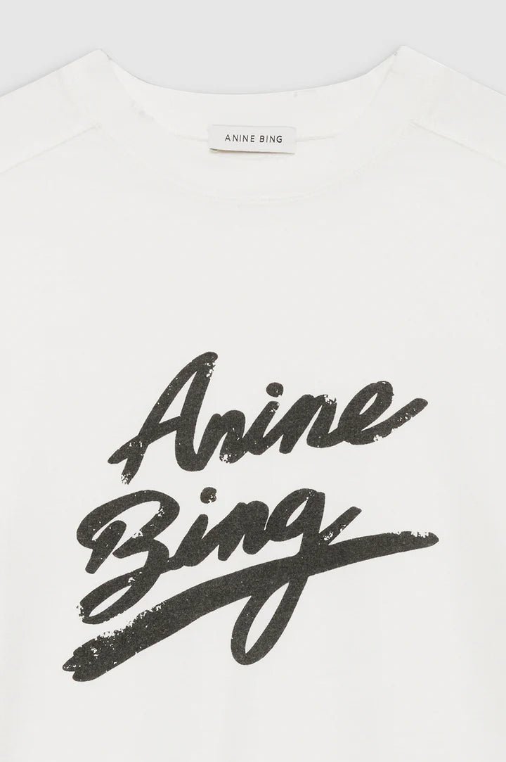 Anine Bing Jaylin Tee Signature Ivory - Den Lille Ida - Anine Bing