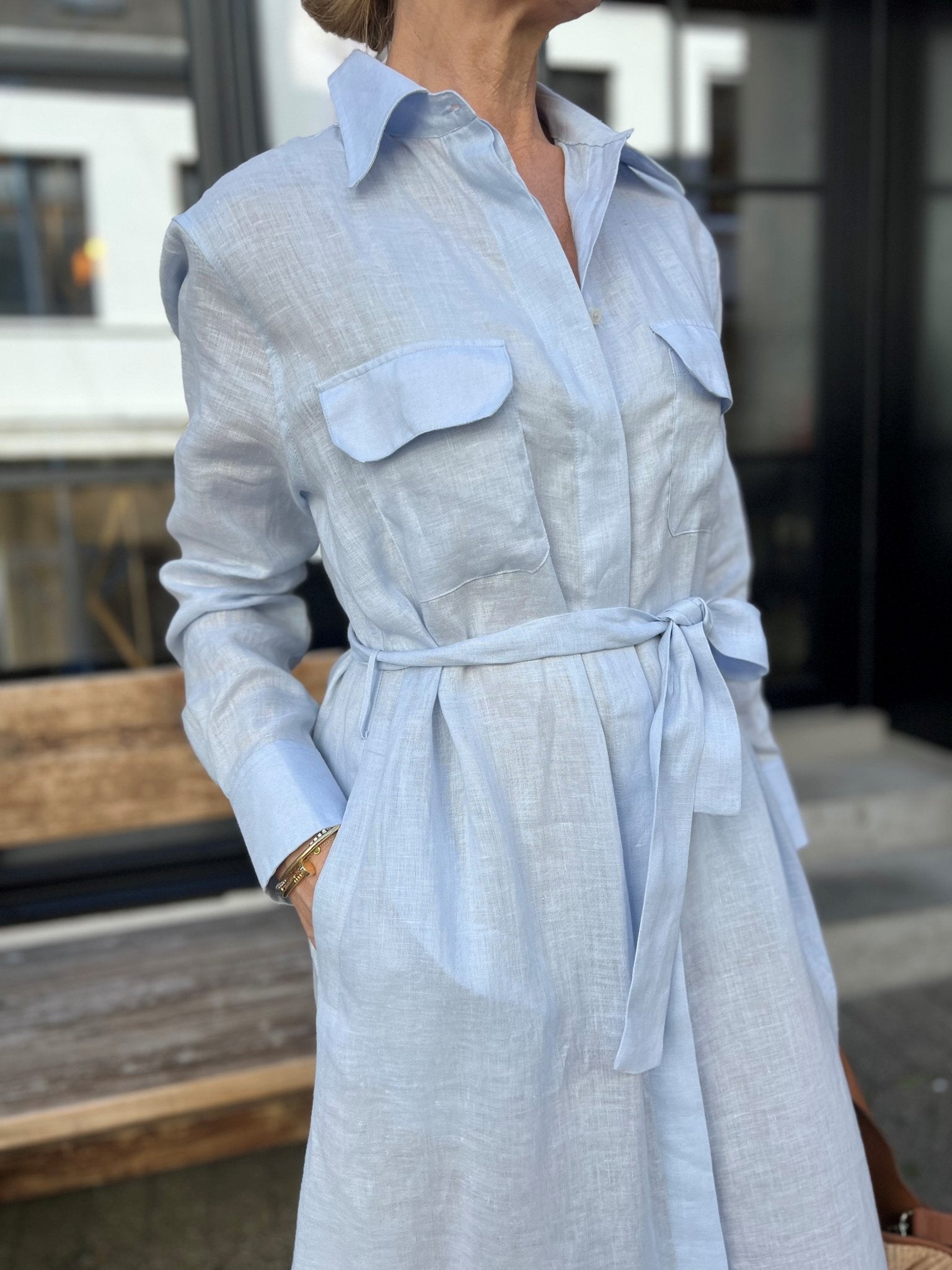 Bagutta Linen Dress Light Blue - Den Lille Ida - Bagutta