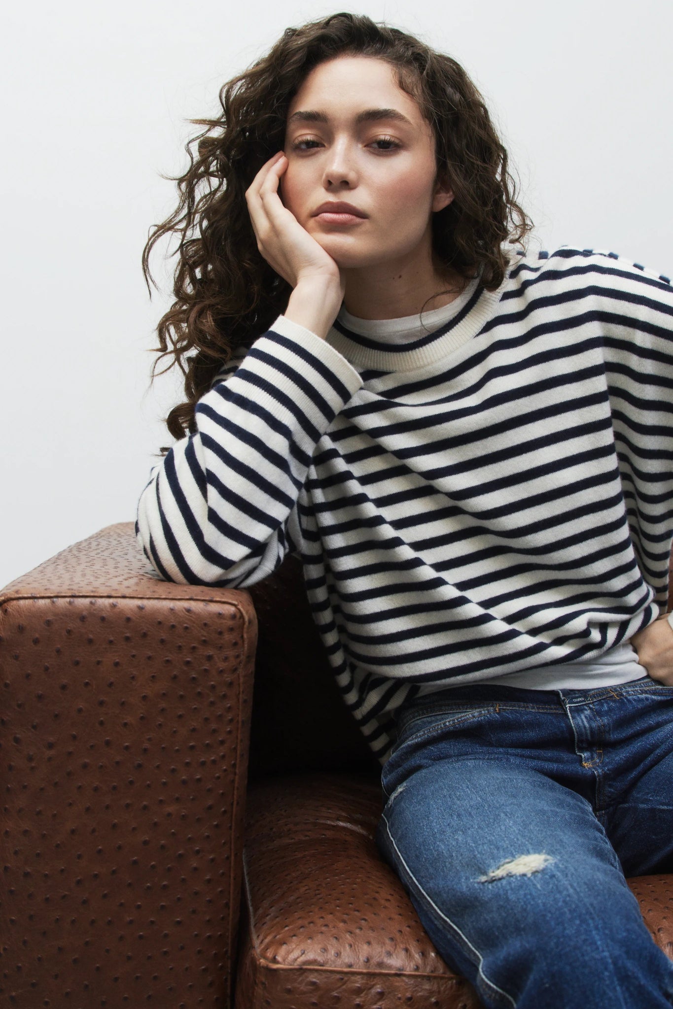 CLOSED CASHMERE STRIPED CREW NECK IVORY NAVY - Den Lille Ida - Closed