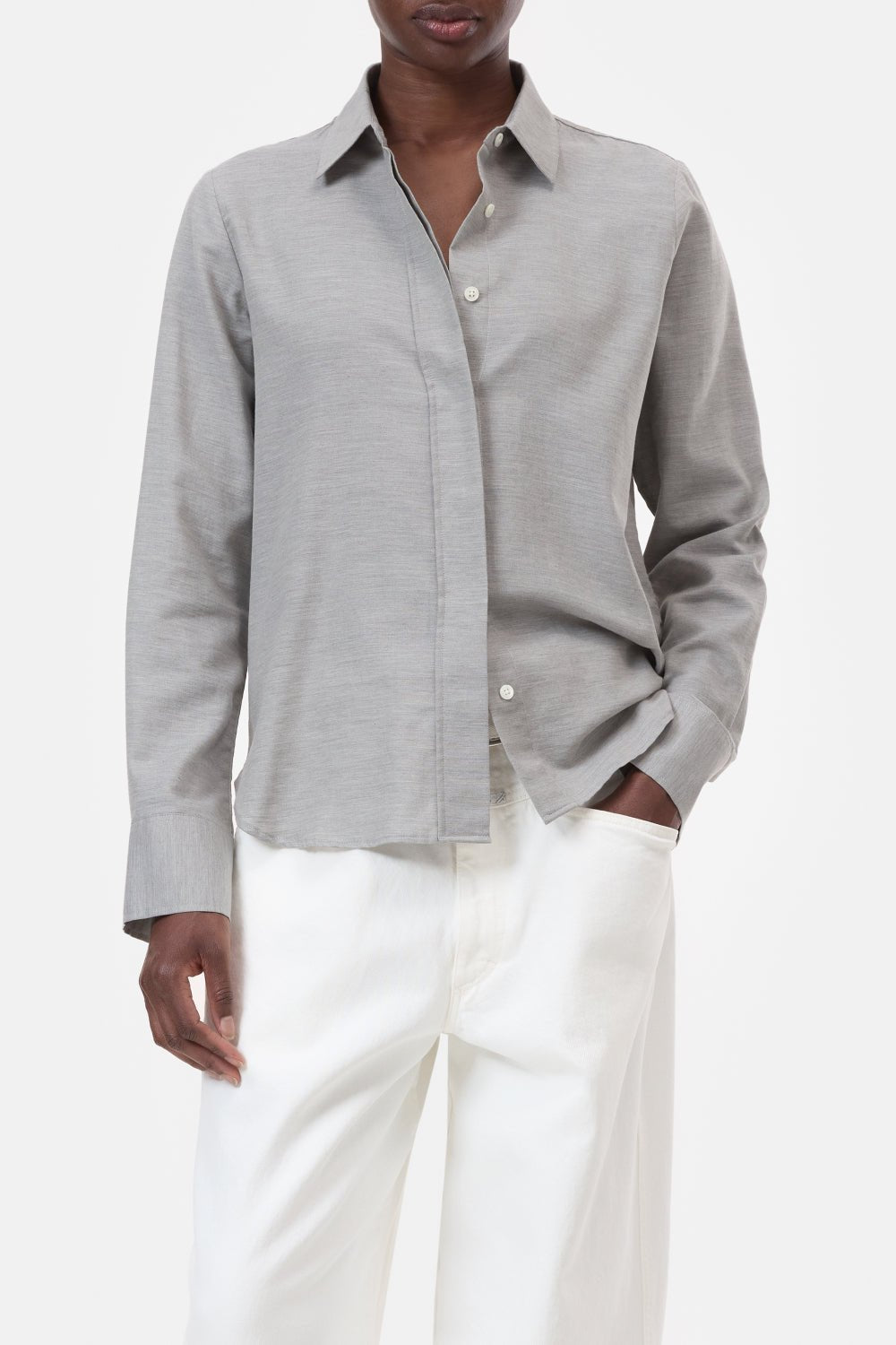 CLOSED CLASSIC SHIRT LIGHT GREY MELANGE - Den Lille Ida - Closed