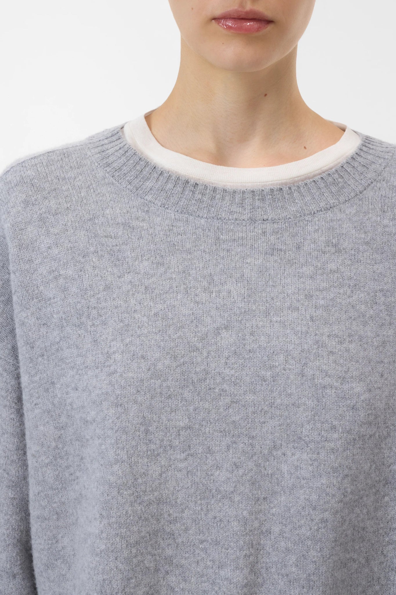 CLOSED CREWNECK WIDE SLEEVE LIGHT GREY MELANGE - Den Lille Ida - Closed