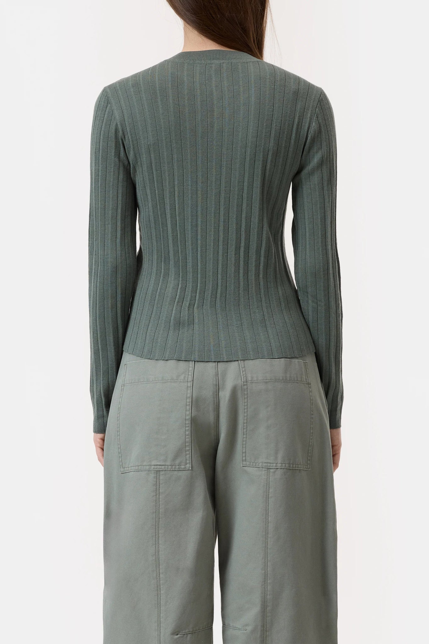 CLOSED CREW NECK IN WOOL - SILK BLEND FADED GREEN - Den Lille Ida - Closed