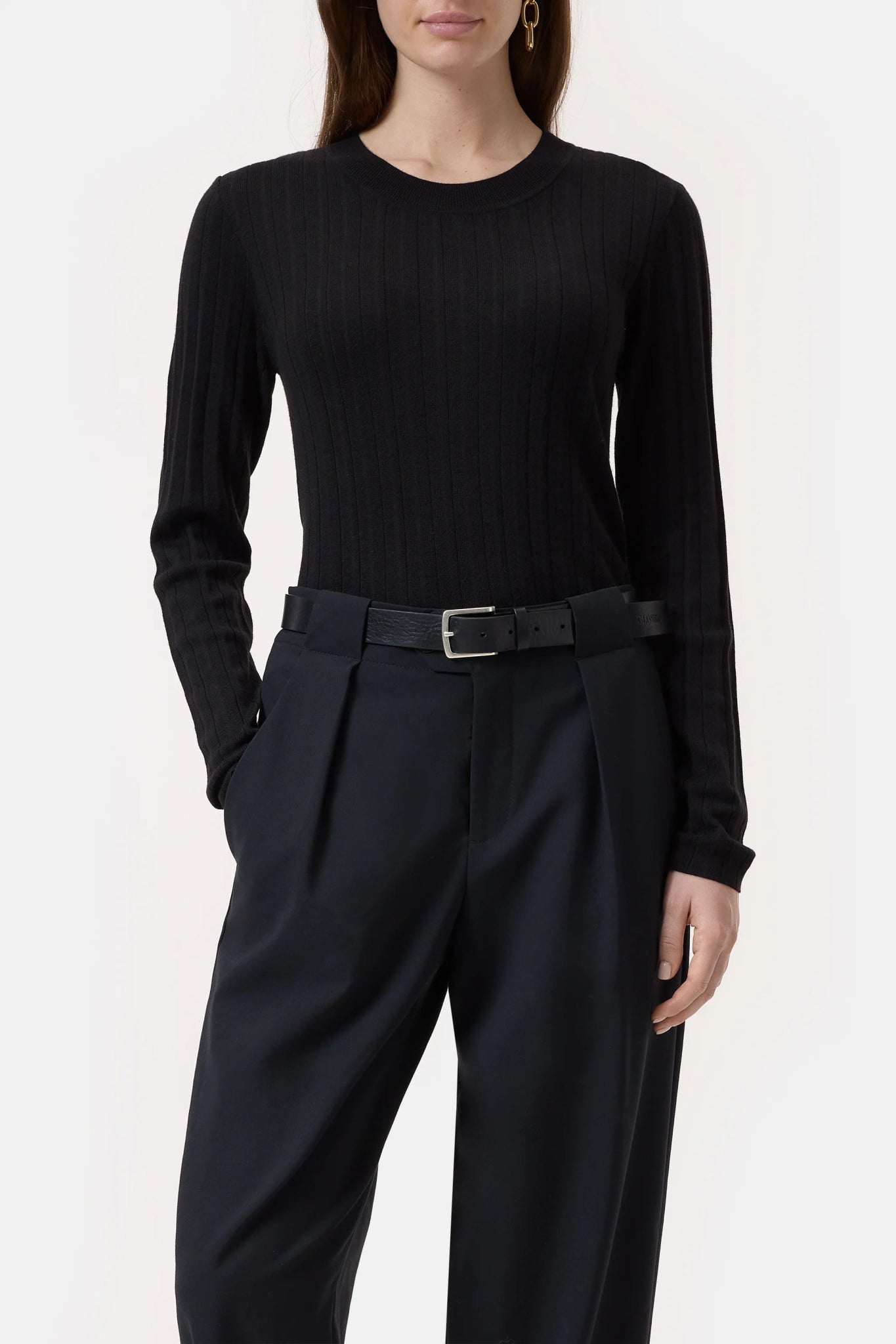 CLOSED CREW NECK IN WOOL - SILK BLEND FADED GREEN - Den Lille Ida - Closed