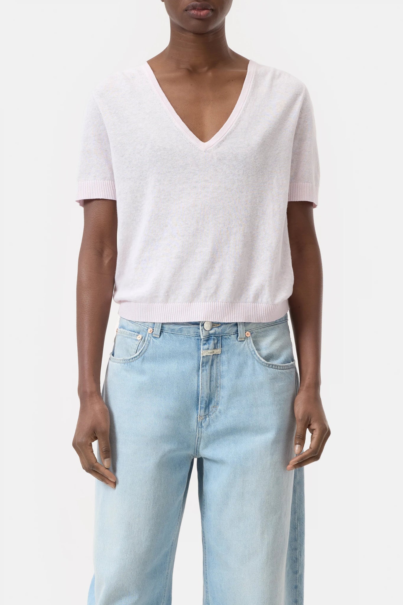 Closed Knitted Top in Linen Mix Milkshake Pink - Den Lille Ida - Closed