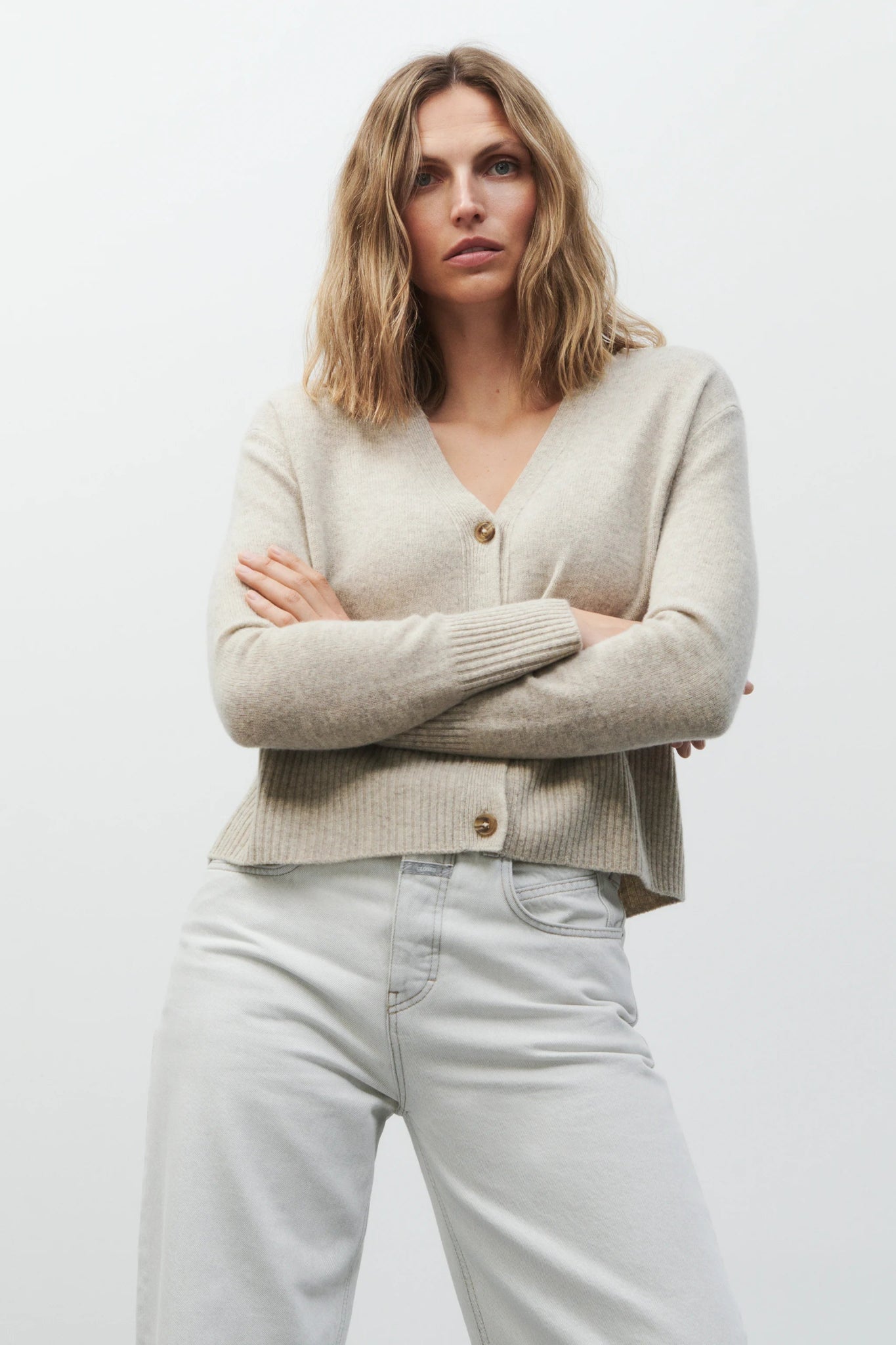 CLOSED WOOL CARDIGAN BEIGE MELANGE - Den Lille Ida - Closed