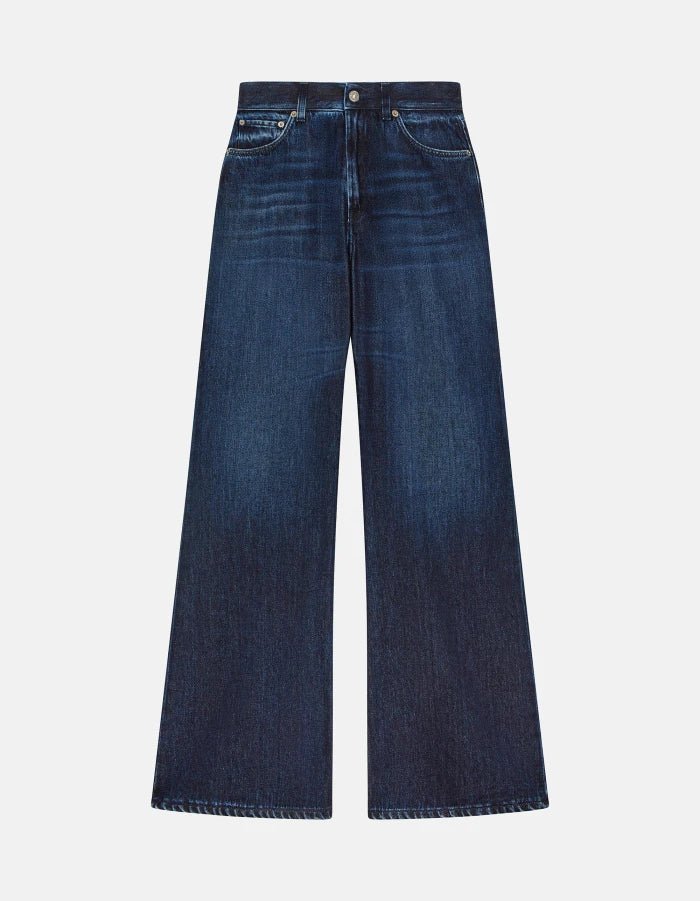 Dondup Amber Wide - leg Jeans in Cotton and Lyocell Rigid Denim Blue - Den Lille Ida - Dondup