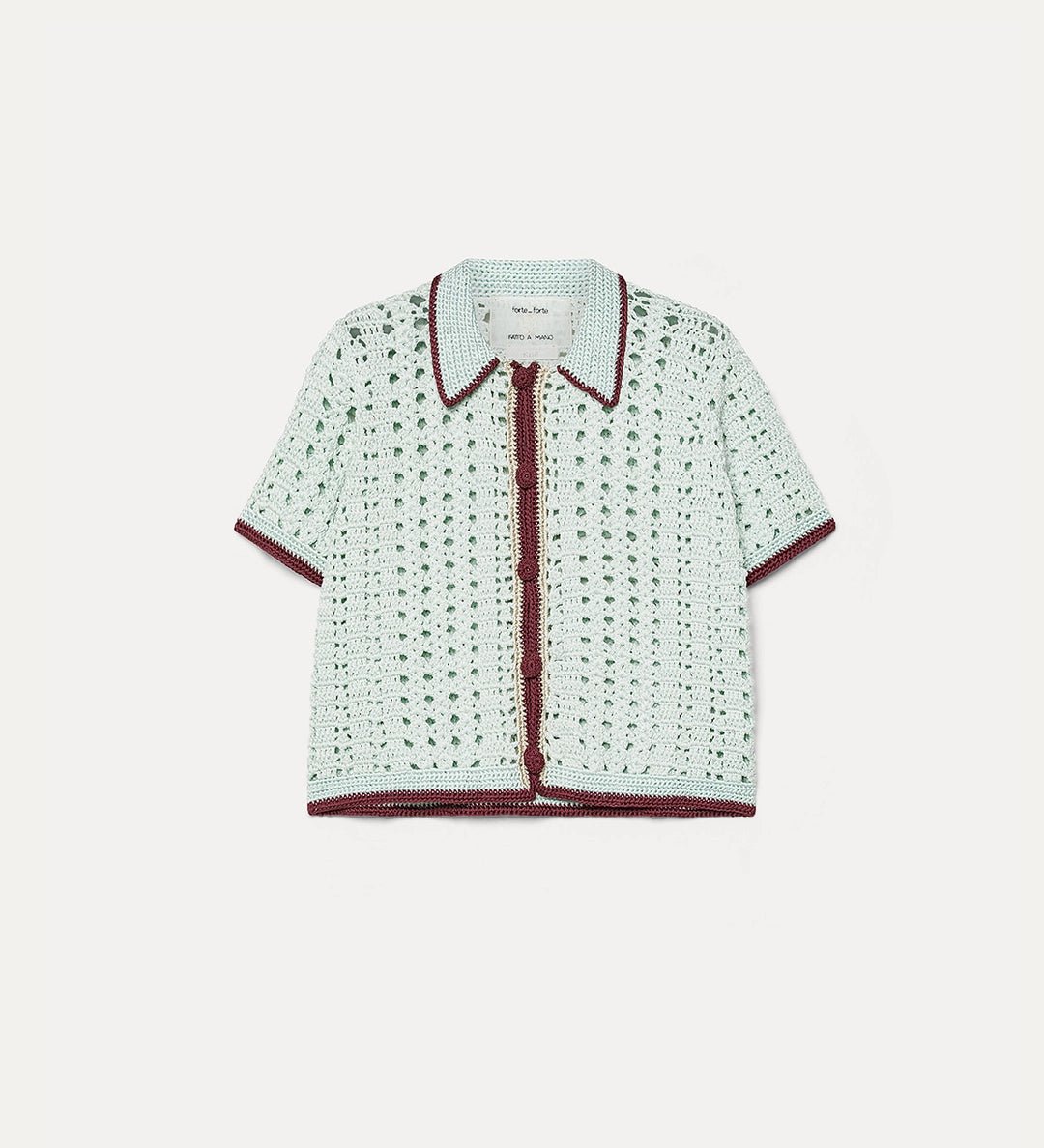 forte forte cable lux handmade crochet polo shirt plume - Den Lille Ida - forte_forte