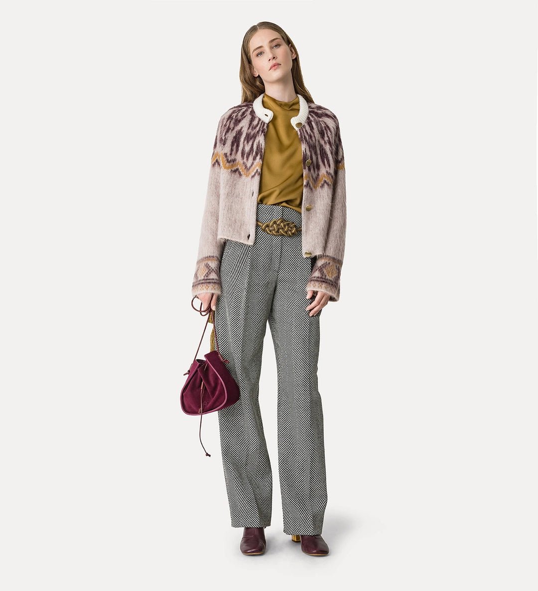 forte_forte jacquard cardigan in baby alpaca wool blush - Den Lille Ida - Den Lille Ida