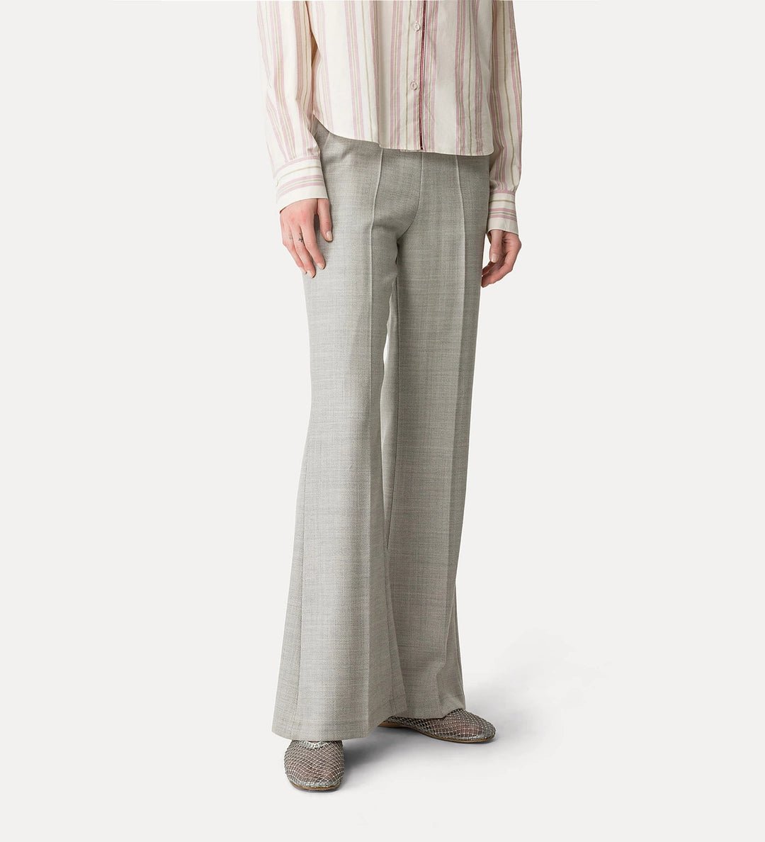 forte forte palazzo trousers in pure wool pearl - Den Lille Ida - forte_forte