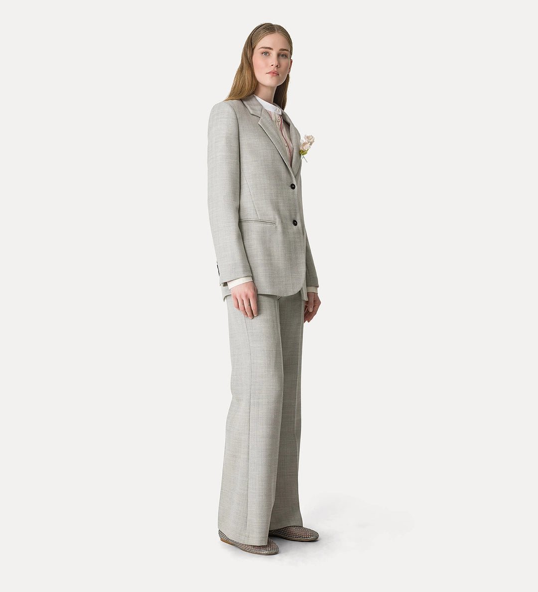 forte forte palazzo trousers in pure wool pearl - Den Lille Ida - forte_forte