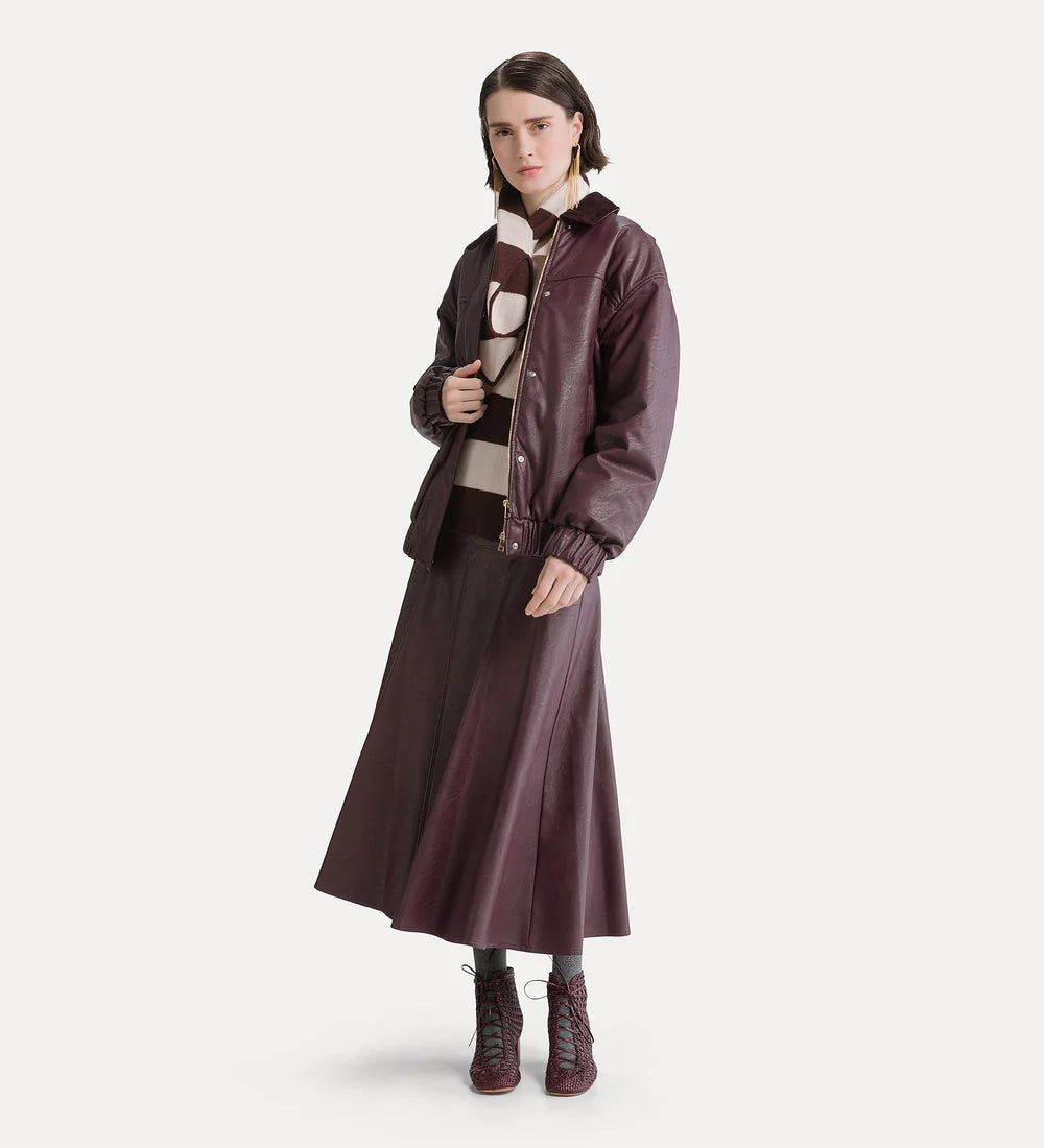 forte_forte leather-look midi skirt bordeaux